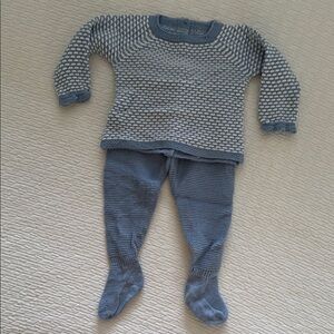 Blue and White Knit Set